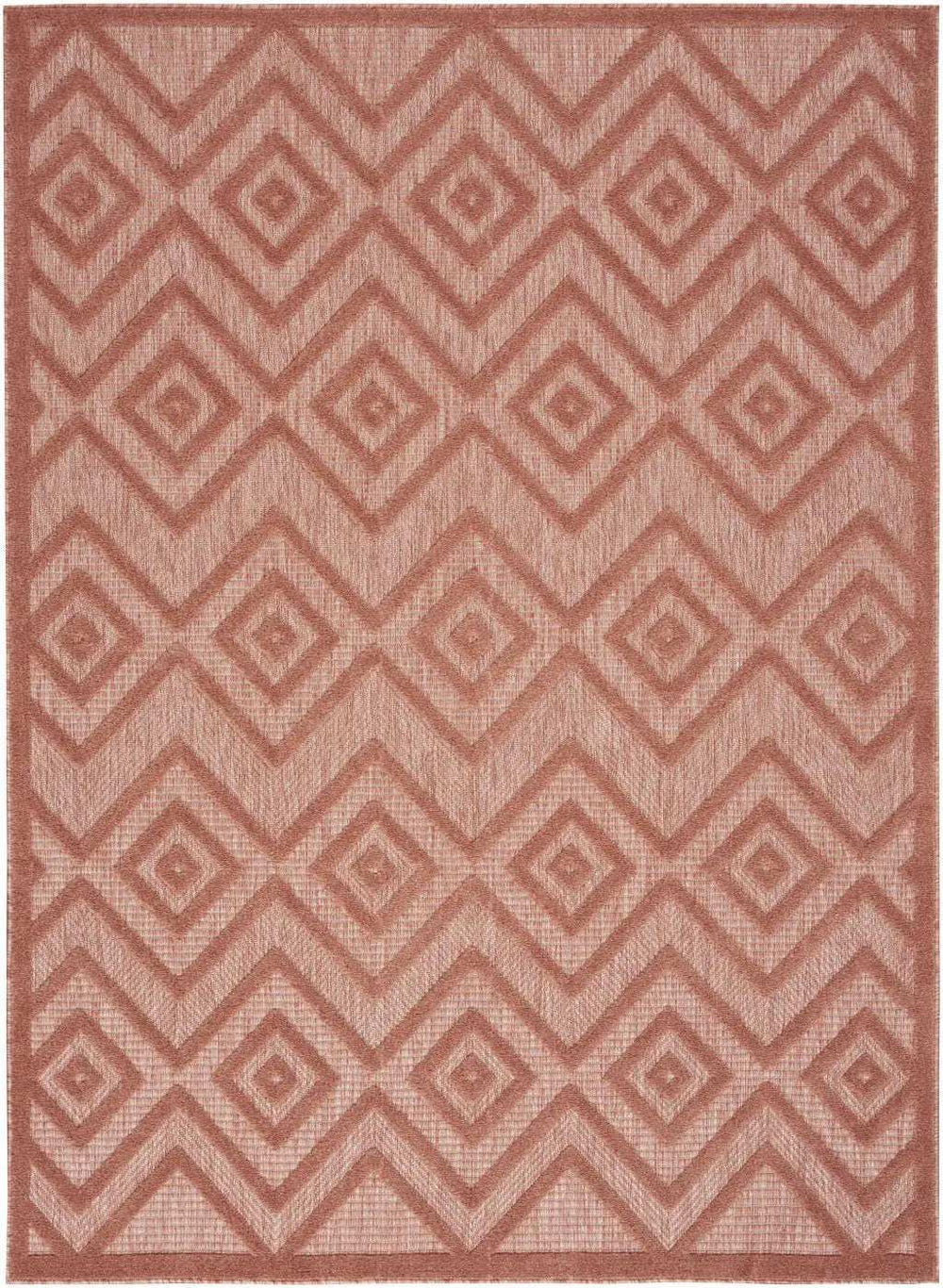 6' X 9' Coral Orange Argyle Indoor Outdoor Area Rug - Homeroots - Flyclothing LLC