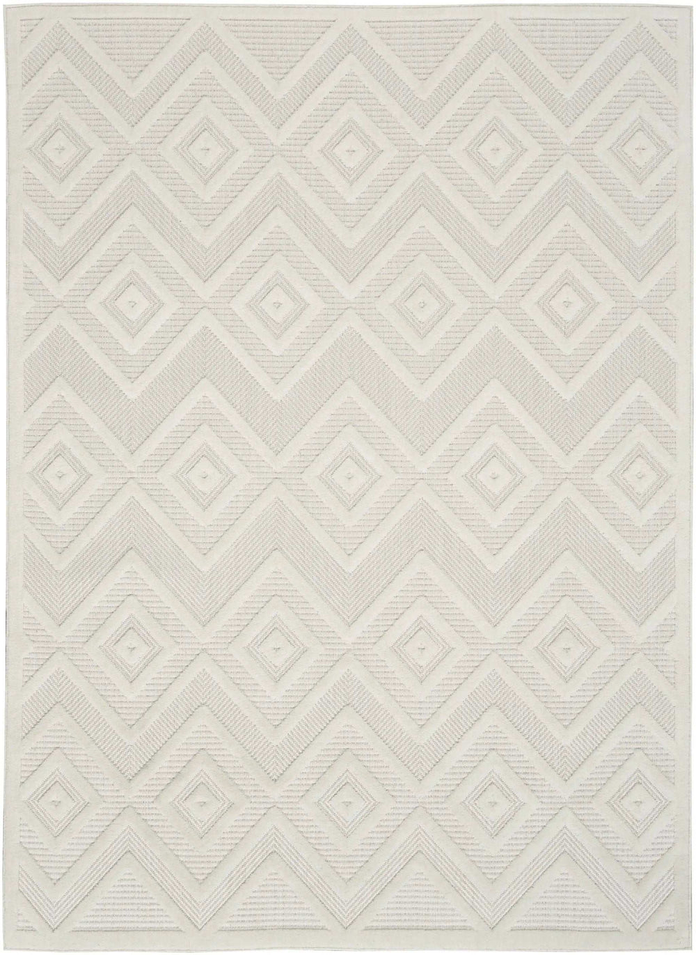 5' X 7' Ivory And White Argyle Indoor Outdoor Area Rug - Homeroots - Flyclothing LLC