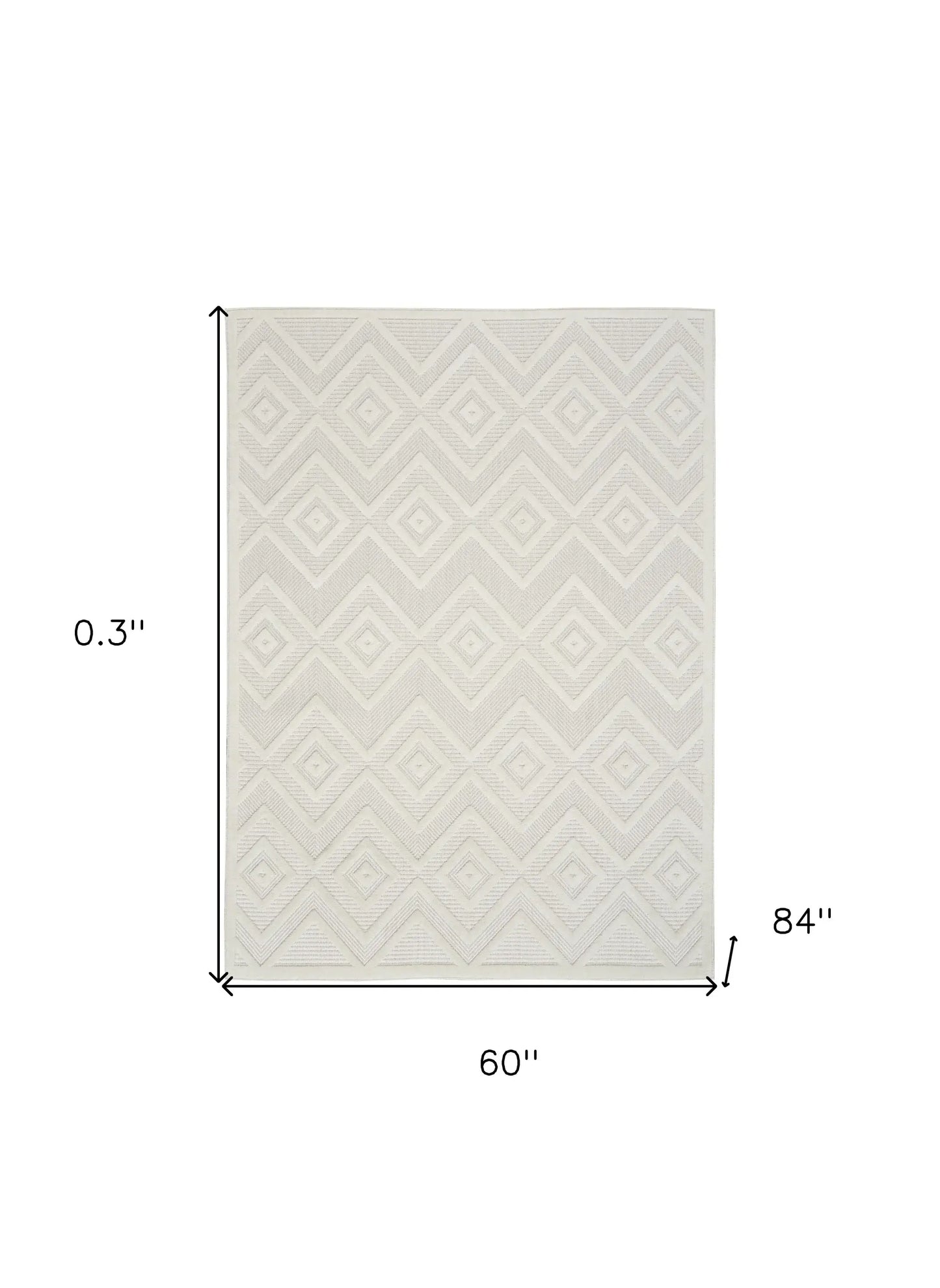 5' X 7' Ivory And White Argyle Indoor Outdoor Area Rug - Homeroots - Flyclothing LLC