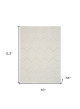 5' X 7' Ivory And White Argyle Indoor Outdoor Area Rug - Homeroots - Flyclothing LLC