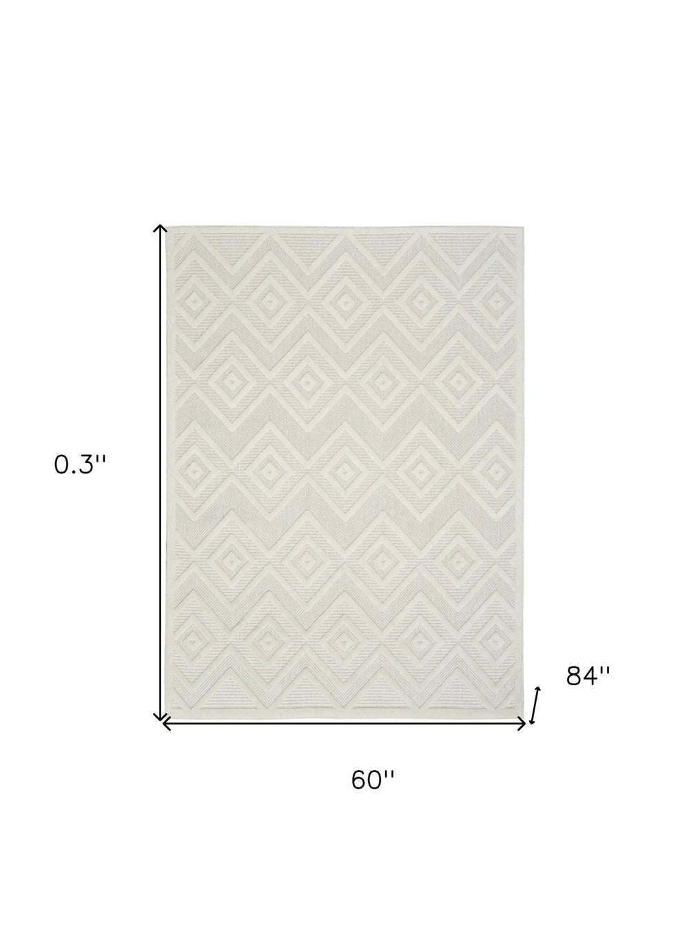 5' X 7' Ivory And White Argyle Indoor Outdoor Area Rug - Homeroots - Flyclothing LLC
