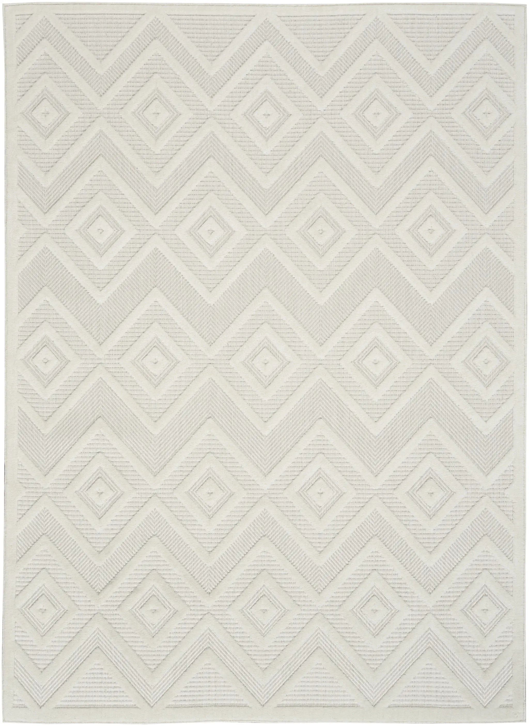 6' X 9' Ivory And White Argyle Indoor Outdoor Area Rug - Homeroots - Flyclothing LLC