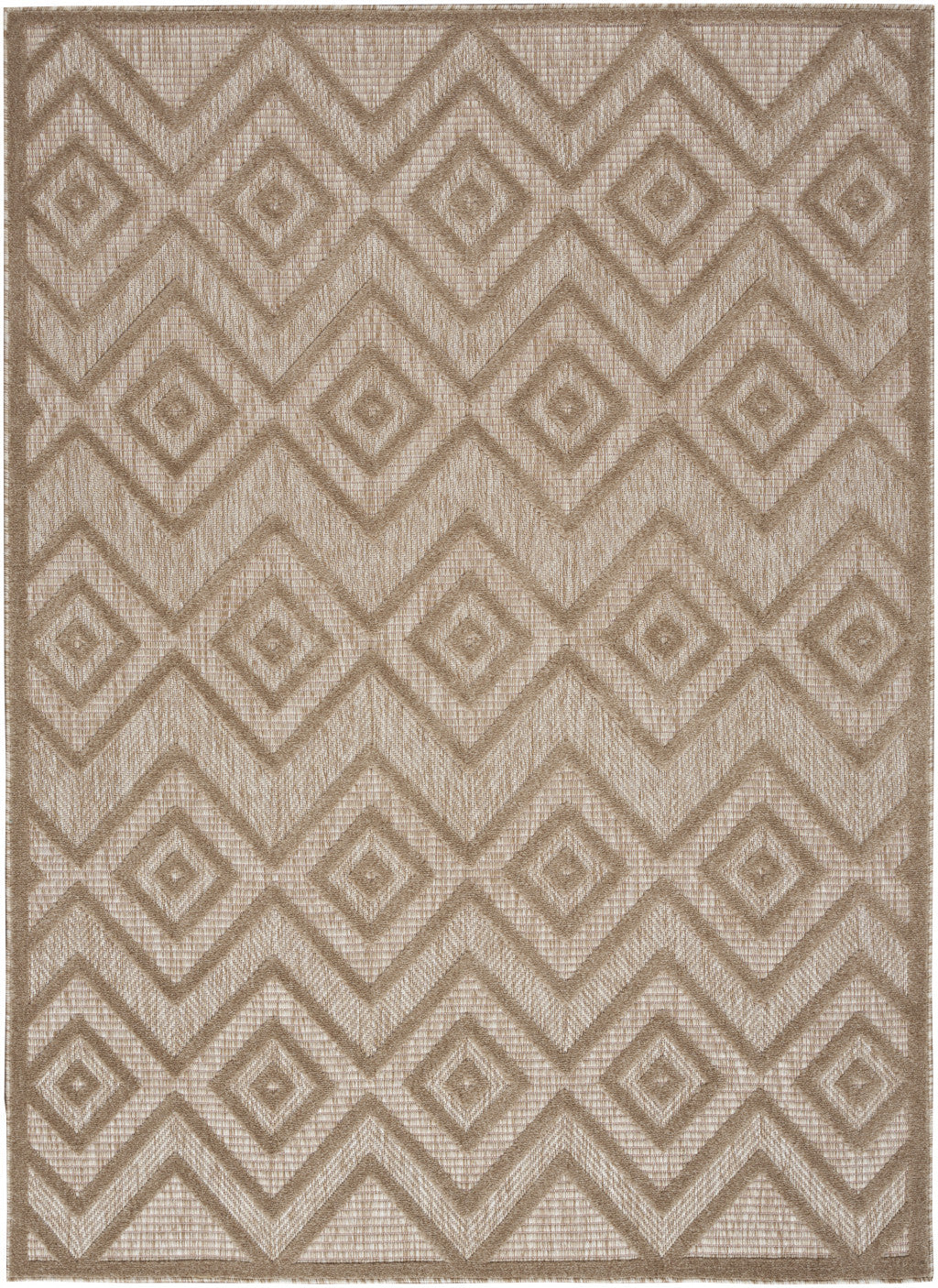 5' X 7' Natural Beige Argyle Indoor Outdoor Area Rug