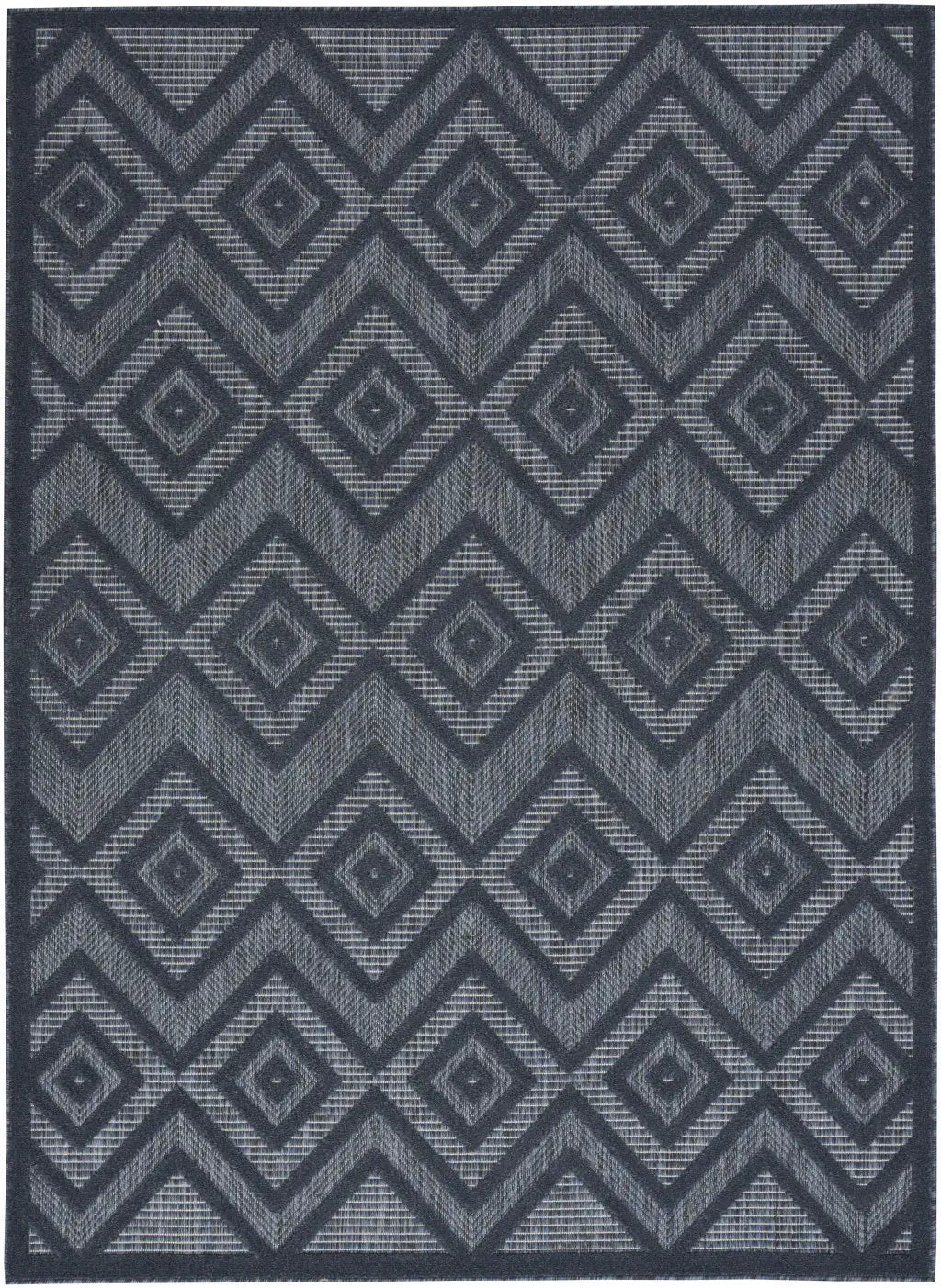 5' X 7' Navy Blue Argyle Indoor Outdoor Area Rug - Homeroots - Flyclothing LLC