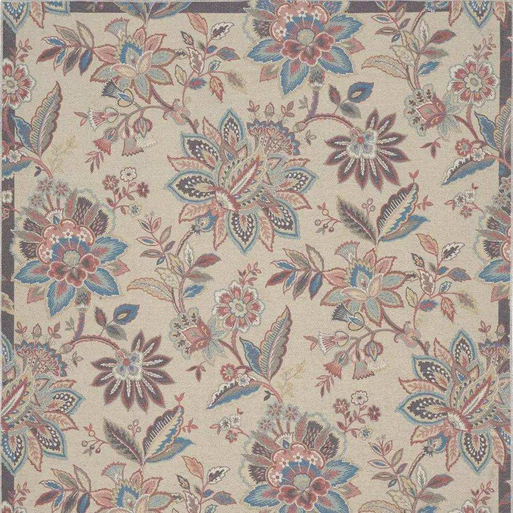 8' X 10' Beige Floral Distressed Washable Area Rug - Homeroots - Flyclothing LLC