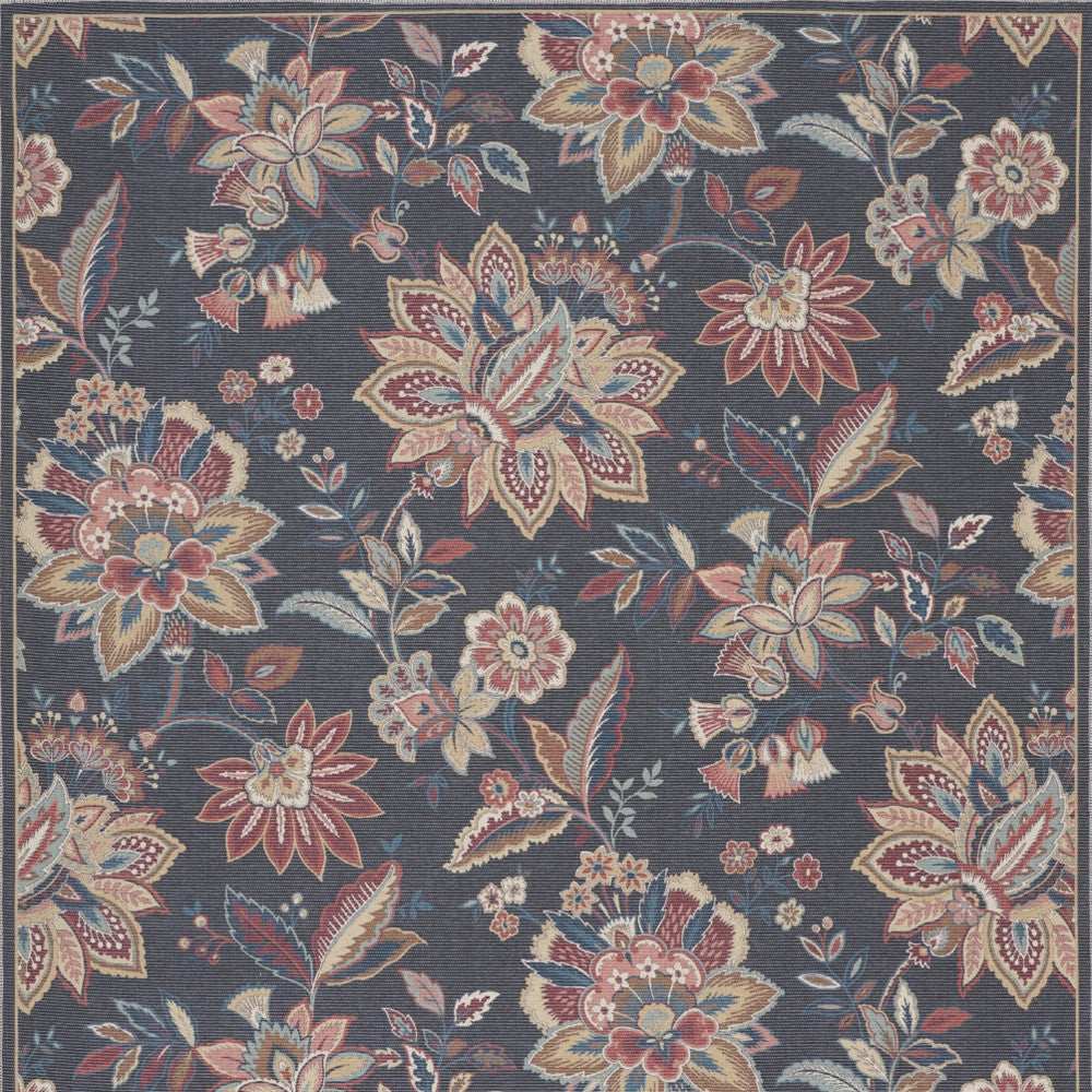 8' X 10' Charcoal Floral Distressed Washable Area Rug - Homeroots - Flyclothing LLC