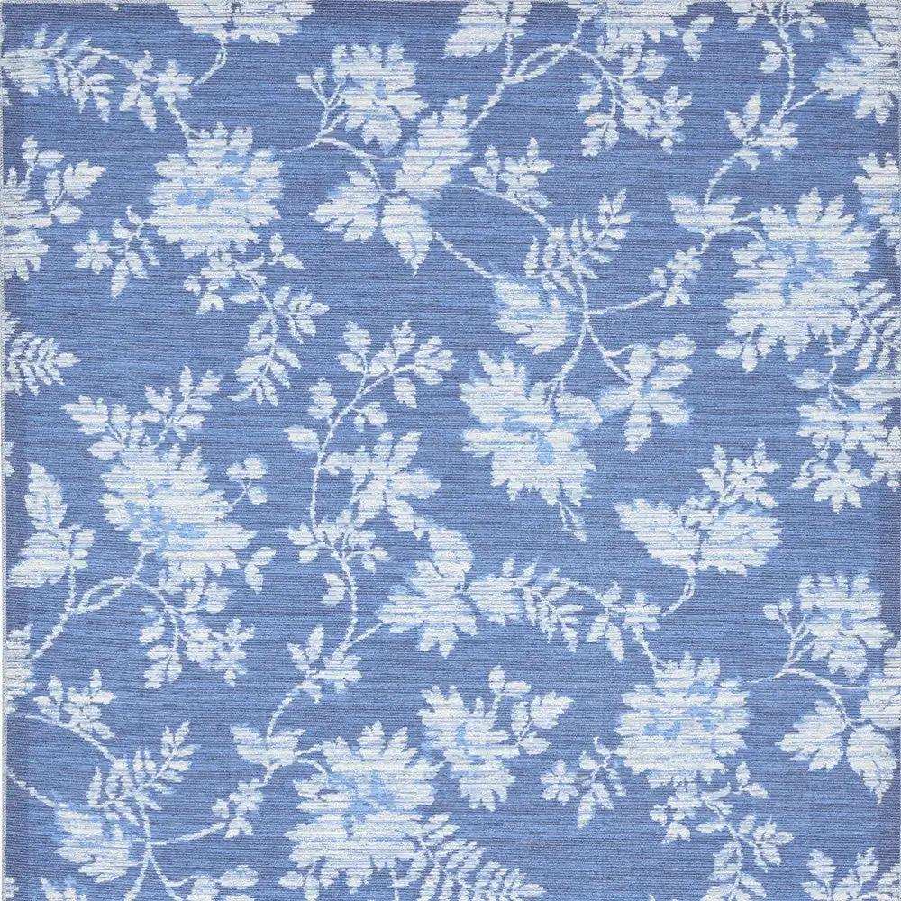 8' X 10' Blue Floral Distressed Washable Area Rug - Homeroots - Flyclothing LLC