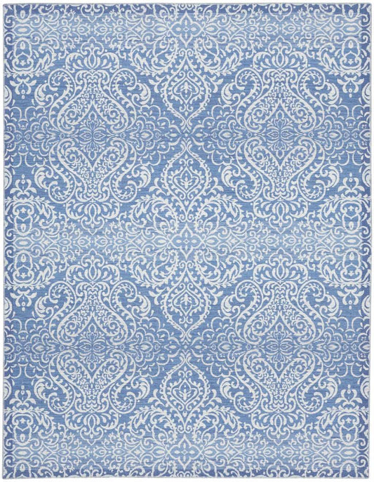 8' X 10' Blue Floral Distressed Washable Area Rug - Homeroots - Flyclothing LLC