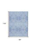 8' X 10' Blue Floral Distressed Washable Area Rug - Homeroots - Flyclothing LLC