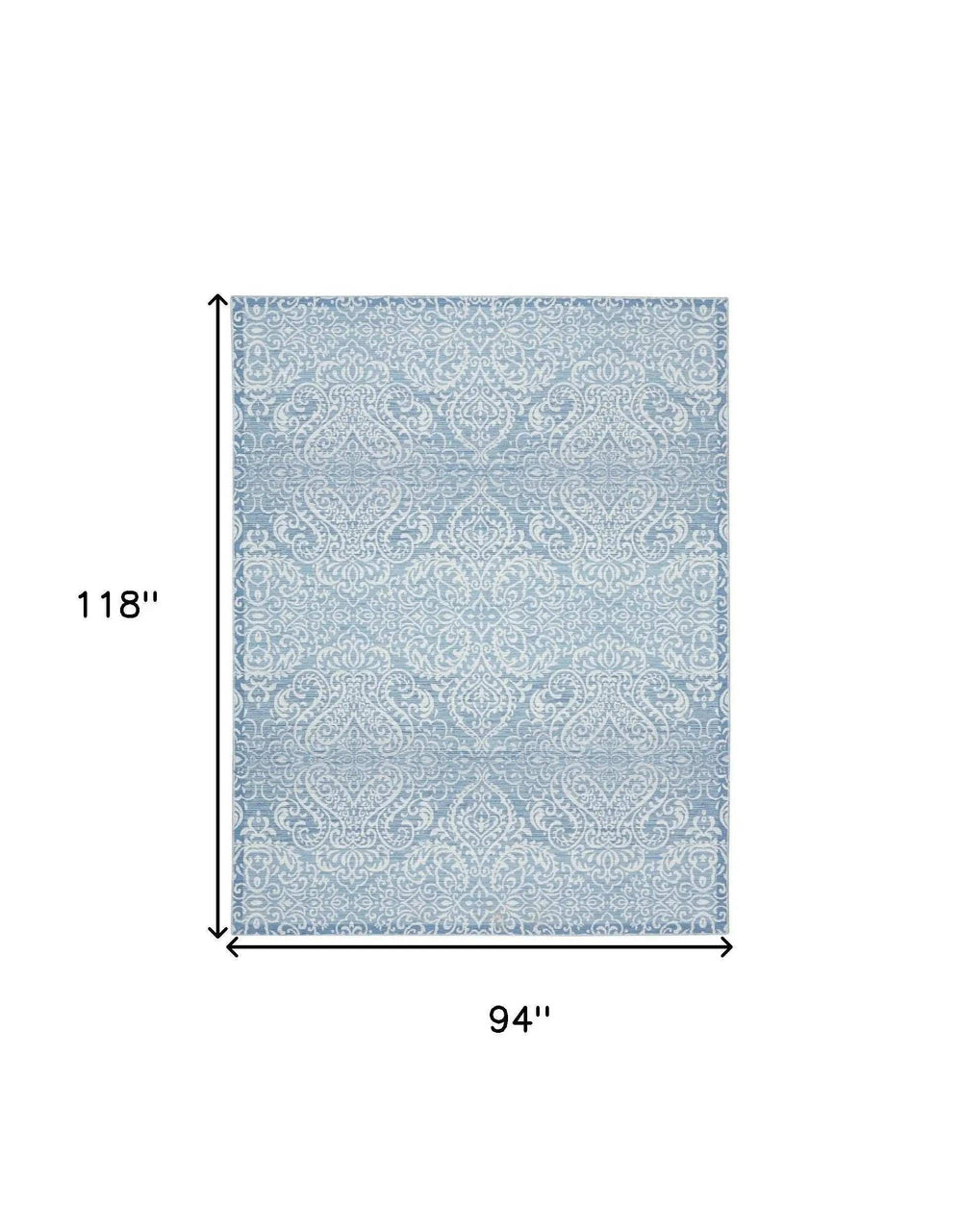 8' X 10' Blue Floral Distressed Washable Area Rug - Homeroots - Flyclothing LLC