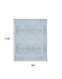 8' X 10' Blue Floral Distressed Washable Area Rug - Homeroots - Flyclothing LLC