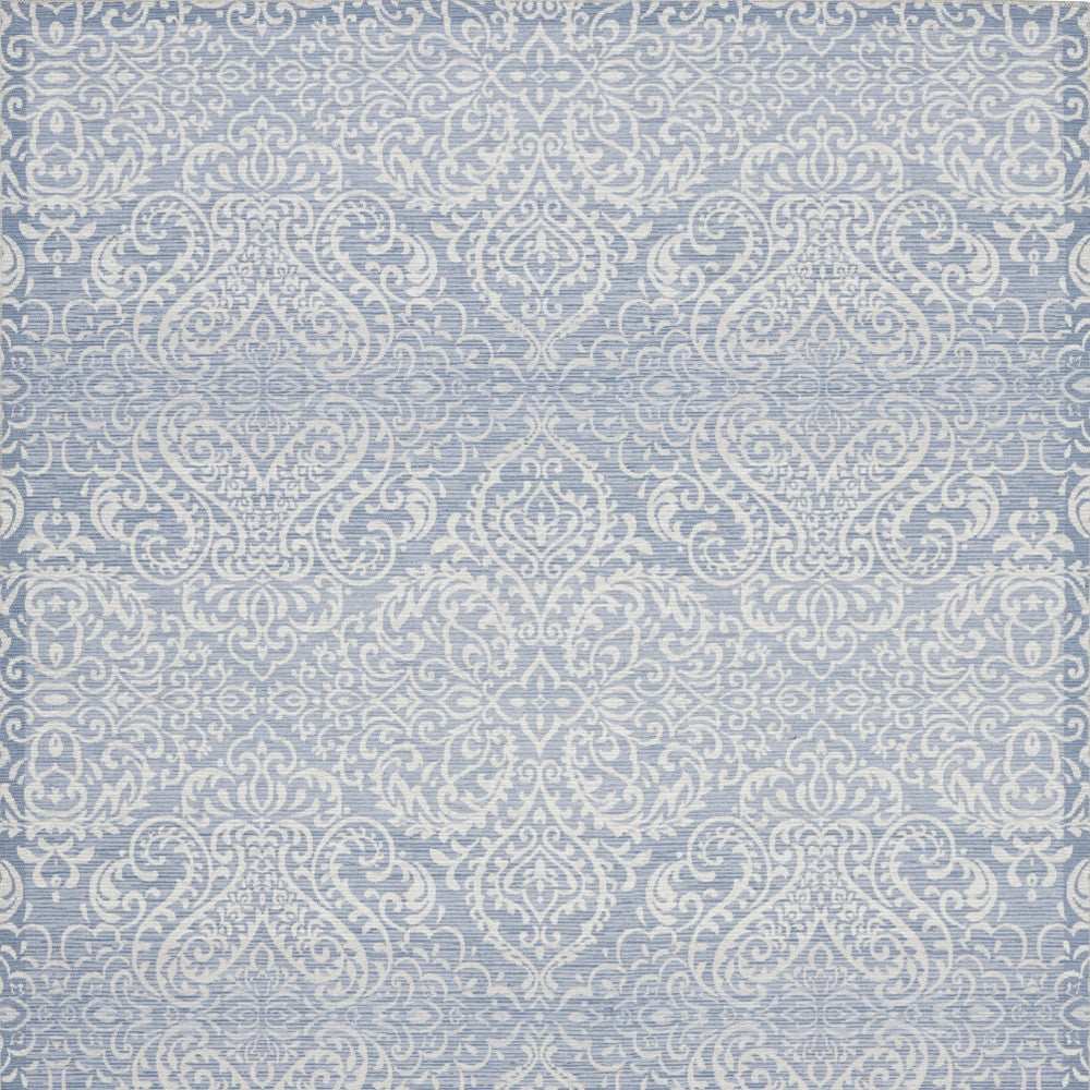 8' X 10' Slate Damask Distressed Washable Area Rug - Homeroots - Flyclothing LLC