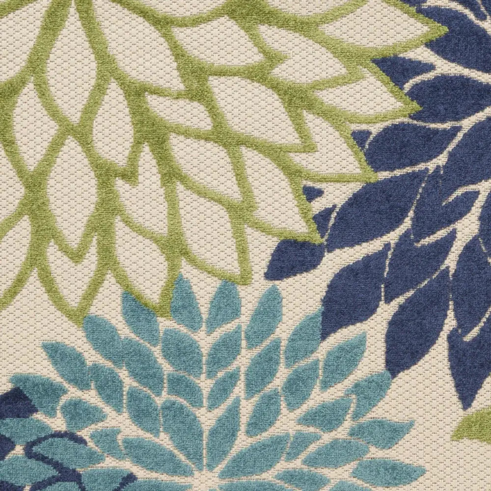 3' X 5' Cream And Blue Floral Non Skid Indoor Outdoor Area Rug - Homeroots - Flyclothing LLC