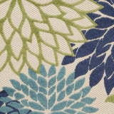 3' X 5' Cream And Blue Floral Non Skid Indoor Outdoor Area Rug - Homeroots