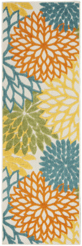 2' X 6' Turquoise Floral Non Skid Indoor Outdoor Runner Rug - Homeroots - Flyclothing LLC