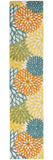 2' X 10' Turquoise Floral Non Skid Indoor Outdoor Runner Rug - Homeroots