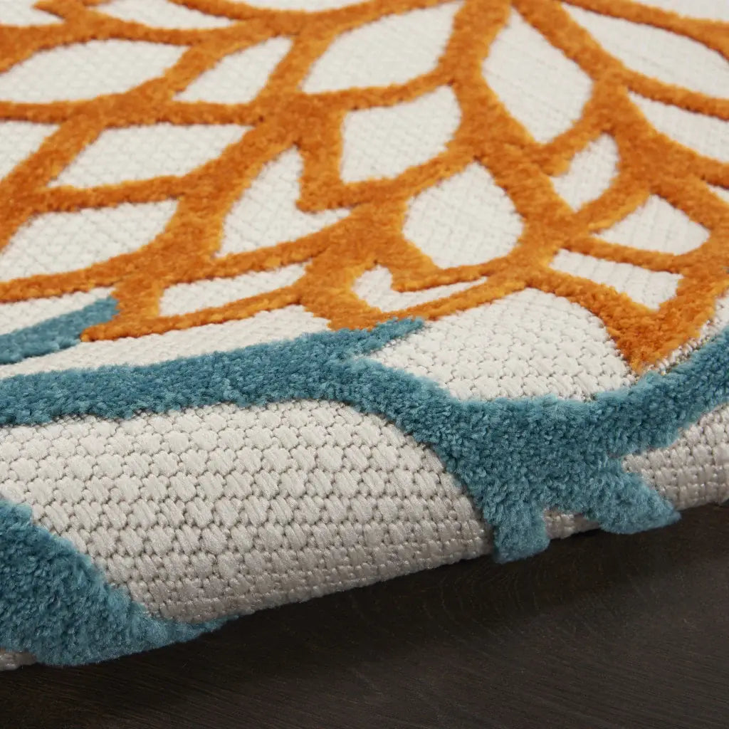 2' X 10' Turquoise Floral Non Skid Indoor Outdoor Runner Rug - Homeroots - Flyclothing LLC