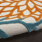 2' X 10' Turquoise Floral Non Skid Indoor Outdoor Runner Rug - Homeroots