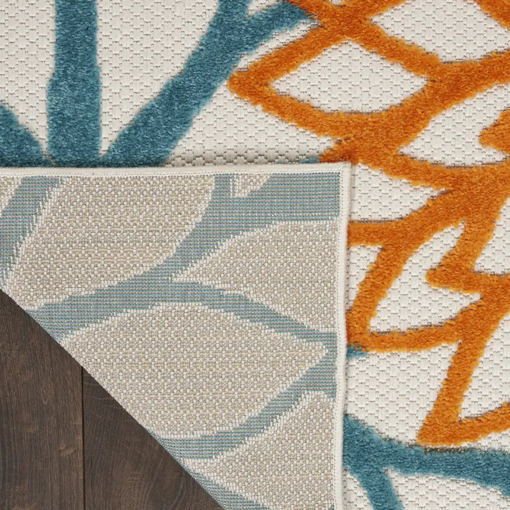 2' X 10' Turquoise Floral Non Skid Indoor Outdoor Runner Rug - Homeroots - Flyclothing LLC