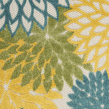 3' X 4' Turquoise Floral Non Skid Indoor Outdoor Area Rug - Homeroots