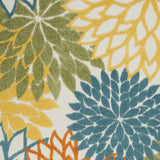 4' X 6' Turquoise Floral Non Skid Indoor Outdoor Area Rug - Homeroots