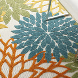 4' X 6' Turquoise Floral Non Skid Indoor Outdoor Area Rug - Homeroots - Flyclothing LLC