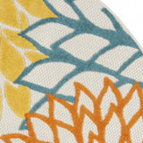 4' X 4' Turquoise Round Floral Non Skid Indoor Outdoor Area Rug - Homeroots