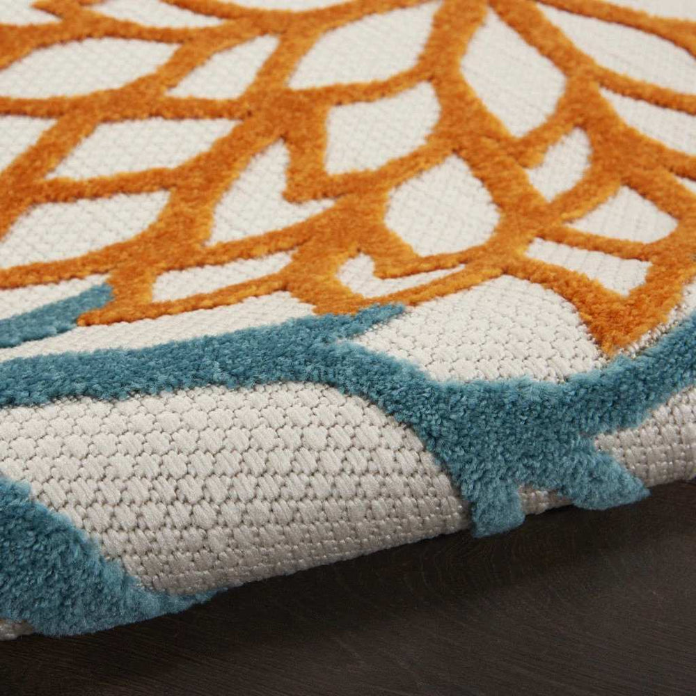 5' X 7' Turquoise Floral Non Skid Indoor Outdoor Area Rug - Homeroots - Flyclothing LLC