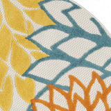 5' X 5' Turquoise Round Floral Non Skid Indoor Outdoor Area Rug - Homeroots
