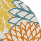 5' X 5' Turquoise Round Floral Non Skid Indoor Outdoor Area Rug - Homeroots - Flyclothing LLC