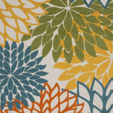 7' X 10' Turquoise Floral Non Skid Indoor Outdoor Area Rug - Homeroots