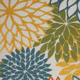 10' X 13' Turquoise Floral Non Skid Indoor Outdoor Area Rug - Homeroots