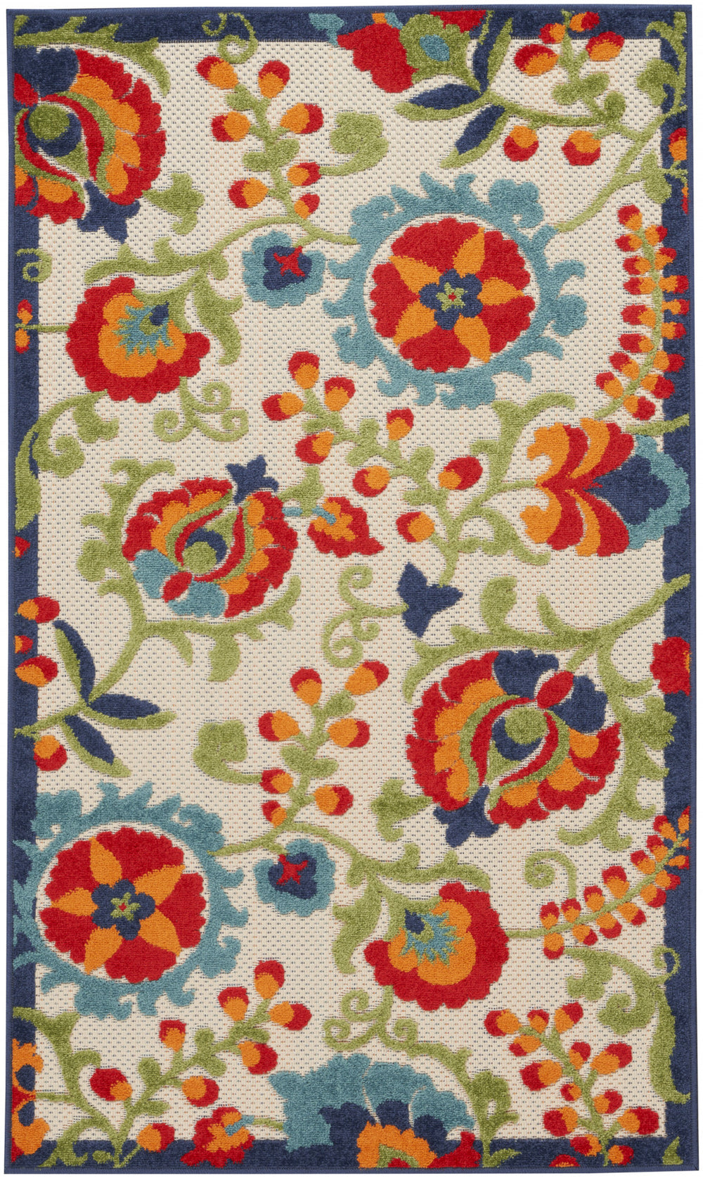 3' X 5' Orange And Red Toile Non Skid Indoor Outdoor Area Rug - Homeroots