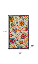 3' X 5' Orange And Red Toile Non Skid Indoor Outdoor Area Rug - Homeroots - Flyclothing LLC