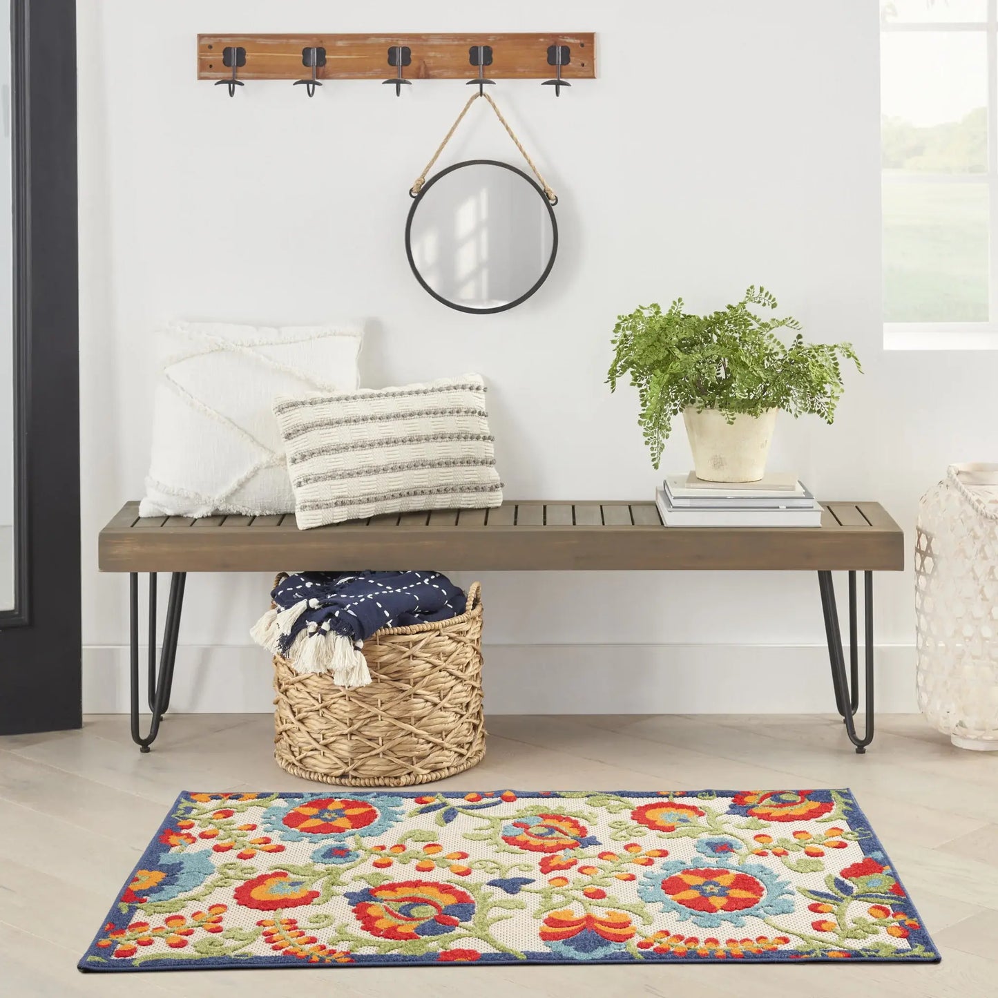 3' X 5' Orange And Red Toile Non Skid Indoor Outdoor Area Rug - Homeroots - Flyclothing LLC