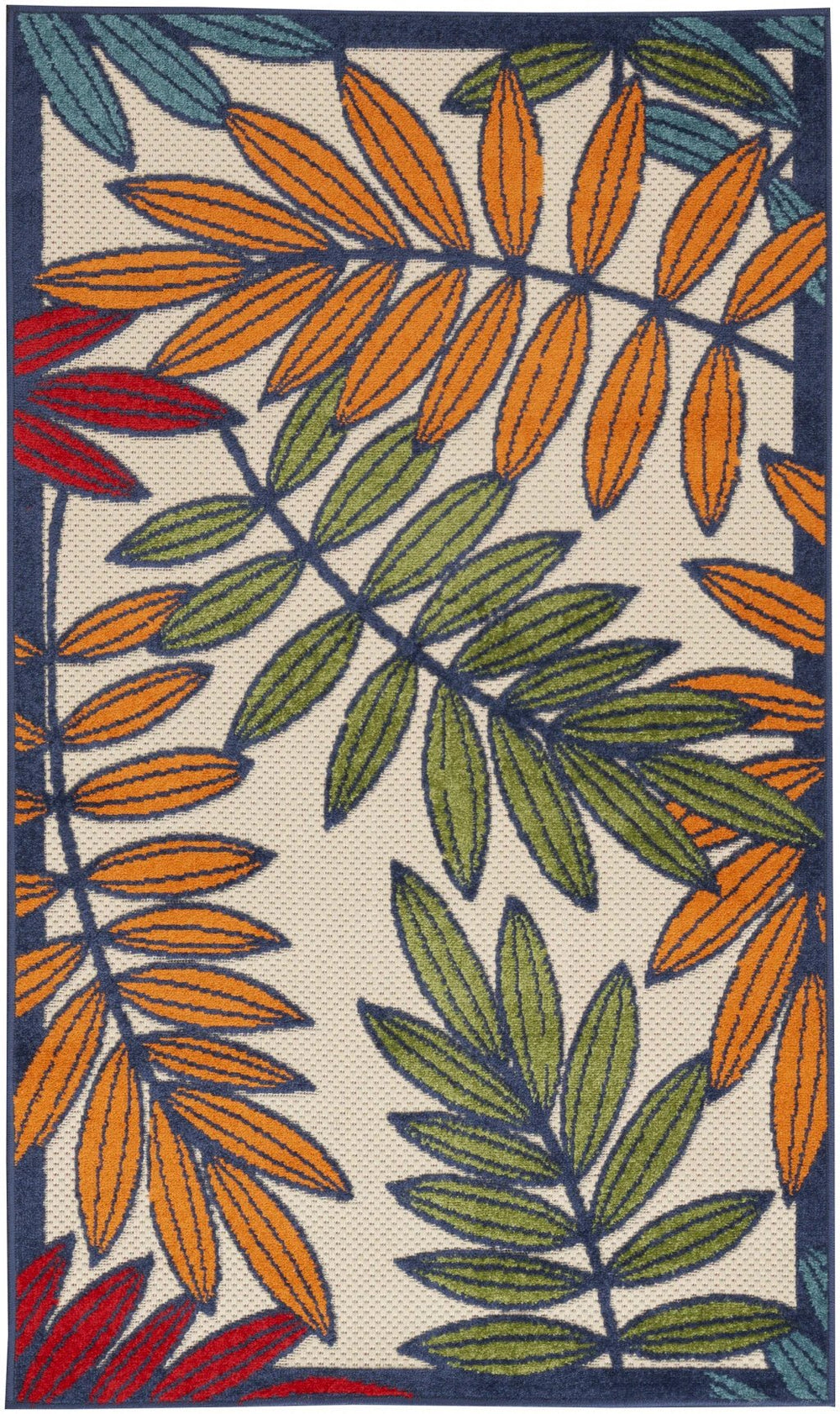 3' X 5' Orange And Red Floral Non Skid Indoor Outdoor Area Rug - Homeroots
