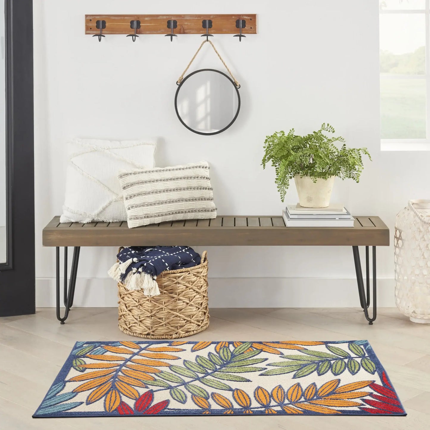 3' X 5' Orange And Red Floral Non Skid Indoor Outdoor Area Rug - Homeroots - Flyclothing LLC