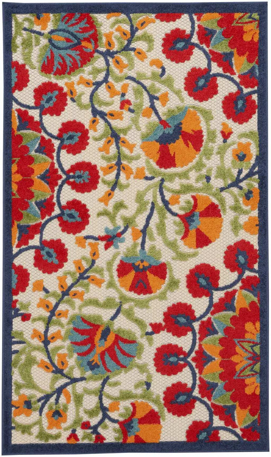 3' X 5' Red Toile Non Skid Indoor Outdoor Area Rug - Homeroots - Flyclothing LLC