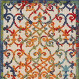 3' X 5' Orange Blue And Green Damask Non Skid Indoor Outdoor Area Rug - Homeroots