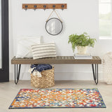 3' X 5' Orange Blue And Green Damask Non Skid Indoor Outdoor Area Rug - Homeroots - Flyclothing LLC