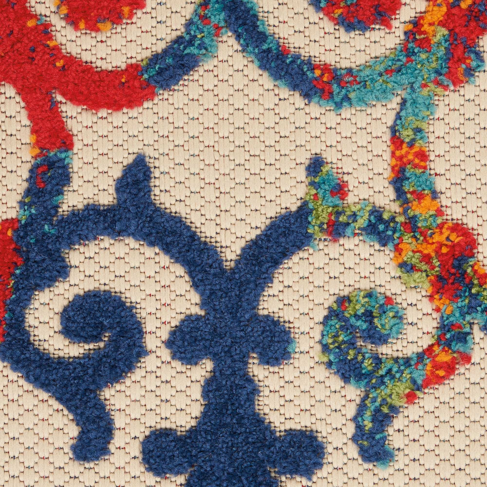 3' X 5' Orange Blue And Green Damask Non Skid Indoor Outdoor Area Rug - Homeroots - Flyclothing LLC