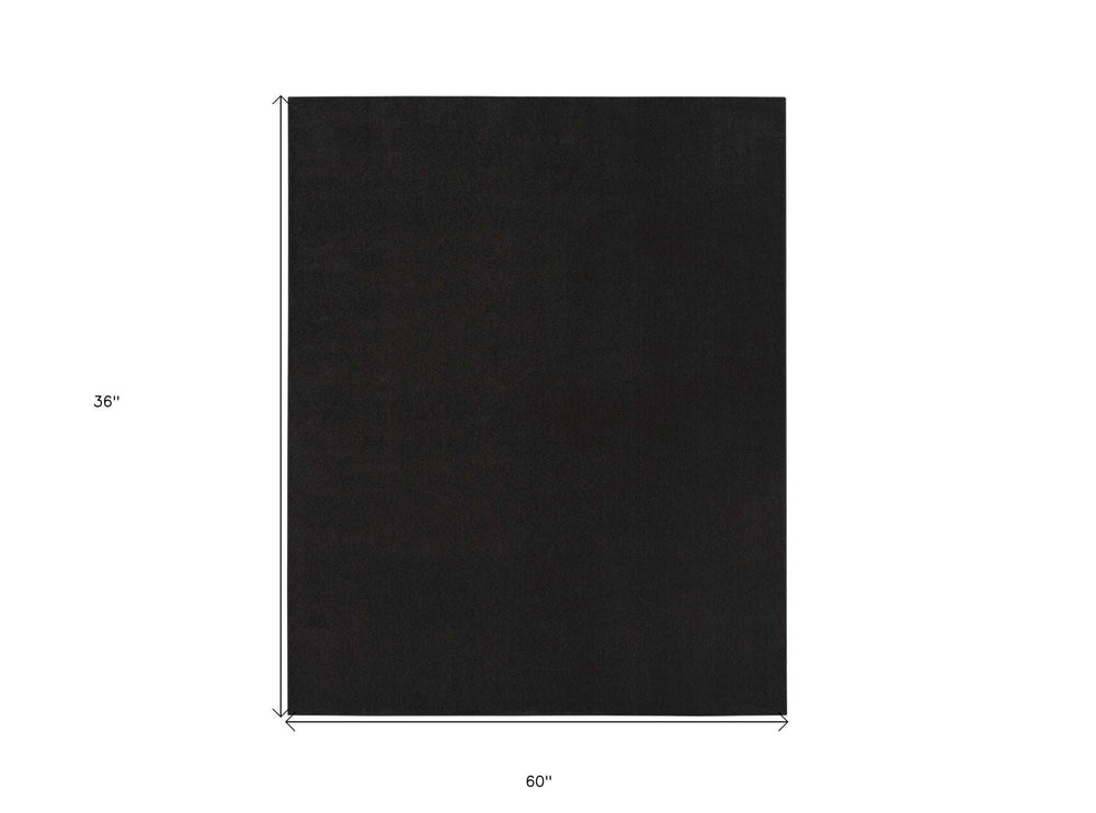 3' X 5' Black Stain Resistant Indoor Outdoor Area Rug - Homeroots - Flyclothing LLC