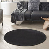 4' X 4' Black Round Non Skid Indoor Outdoor Area Rug - Homeroots - Flyclothing LLC
