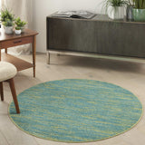 4' Blue And Green Round Striped Non Skid Indoor Outdoor Area Rug - Homeroots - Flyclothing LLC