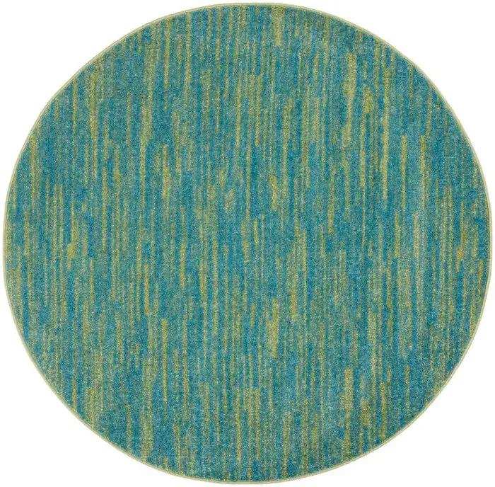 4' Blue And Green Round Striped Non Skid Indoor Outdoor Area Rug - Homeroots - Flyclothing LLC