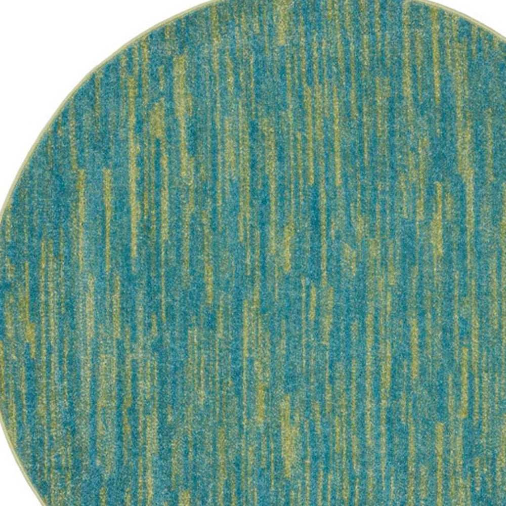 4' Blue And Green Round Striped Non Skid Indoor Outdoor Area Rug - Homeroots - Flyclothing LLC