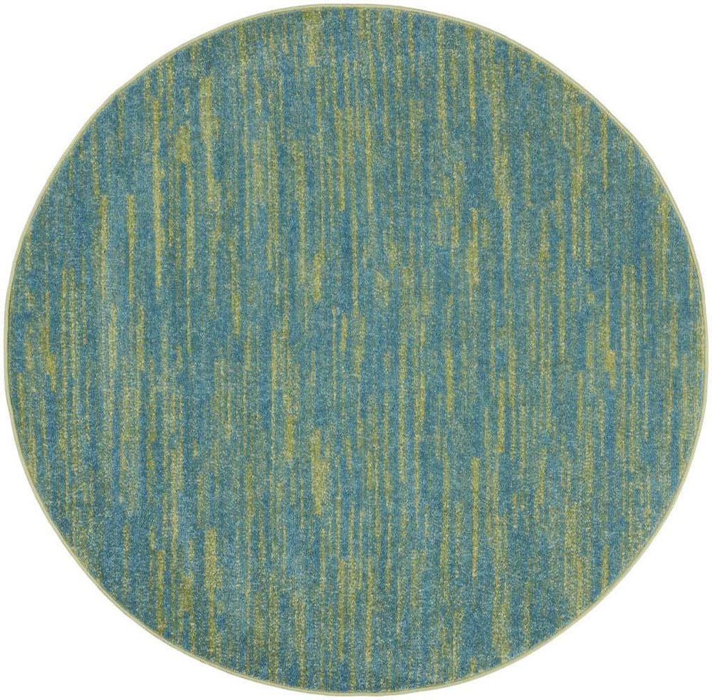 4' Blue And Green Round Striped Non Skid Indoor Outdoor Area Rug - Homeroots - Flyclothing LLC