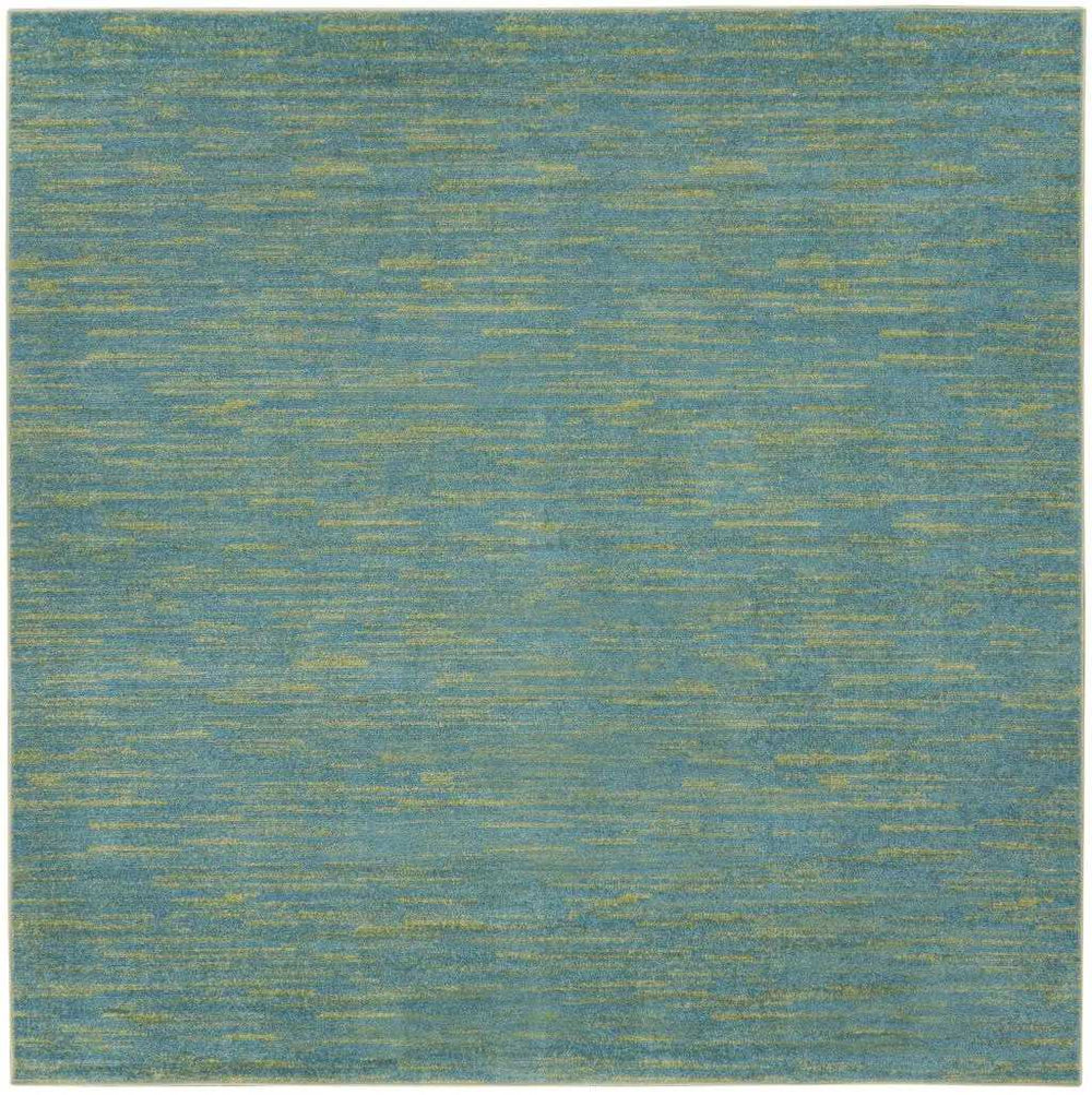5' X 5' Blue And Green Square Striped Non Skid Indoor Outdoor Area Rug - Homeroots - Flyclothing LLC