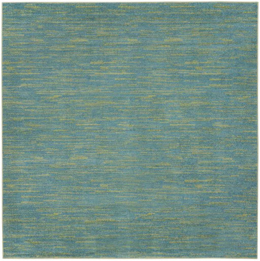 5' X 5' Blue And Green Square Striped Non Skid Indoor Outdoor Area Rug - Homeroots - Flyclothing LLC