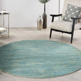 6' X 6' Blue And Green Round Striped Non Skid Indoor Outdoor Area Rug - Homeroots - Flyclothing LLC